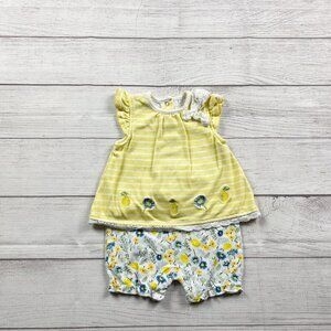 Laura Ashley Baby Romper Stripe Top Floral Shorts One Piece Outfit 6-9 Months
